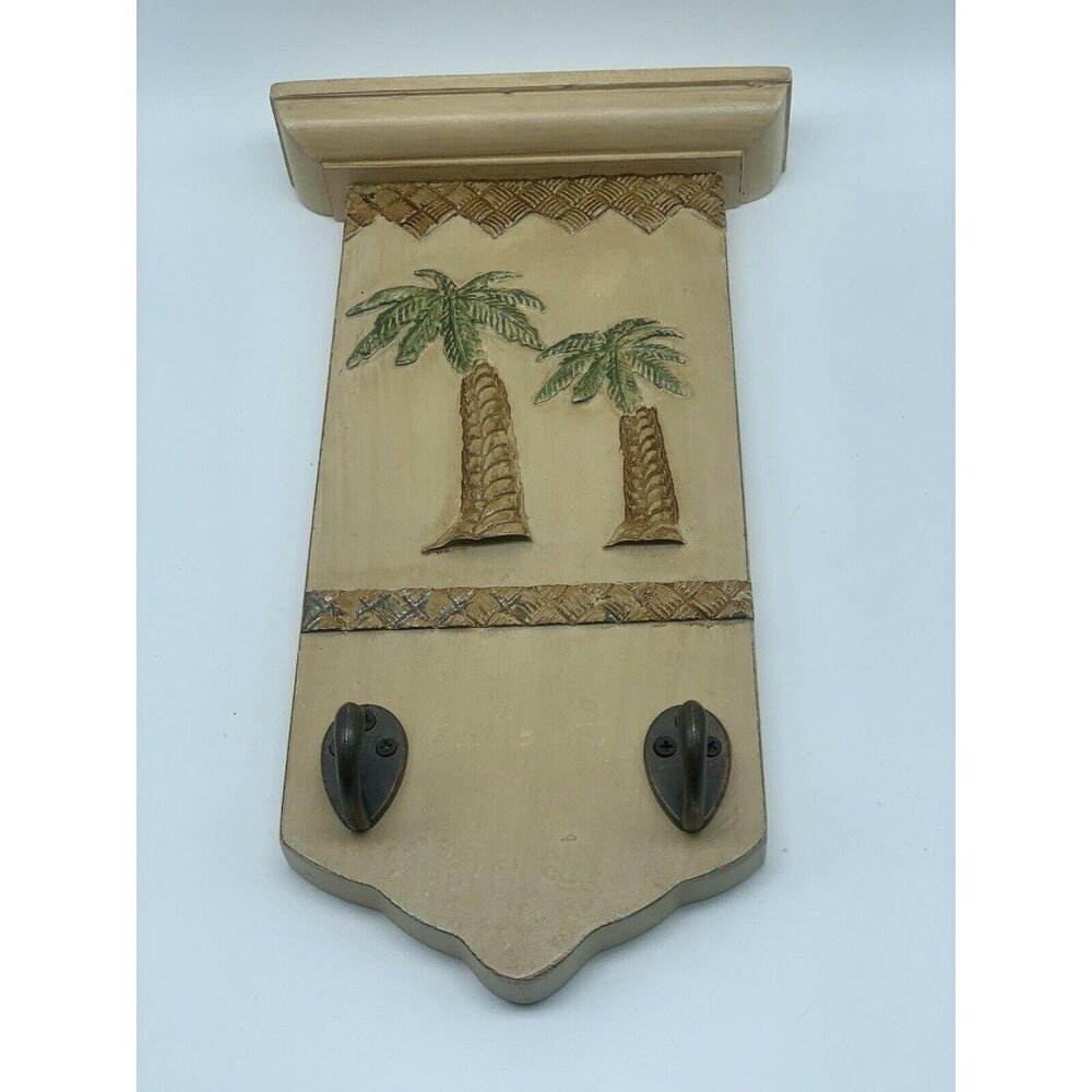 Wooden Palm Trees Hook Keys Indoor Outdoor Wall Mount Double Hook